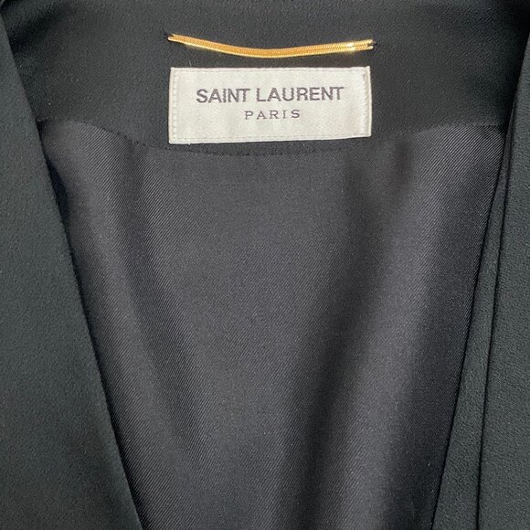 Saint Laurent Black Satin Draped Mini Dress - Picture 4 of 4